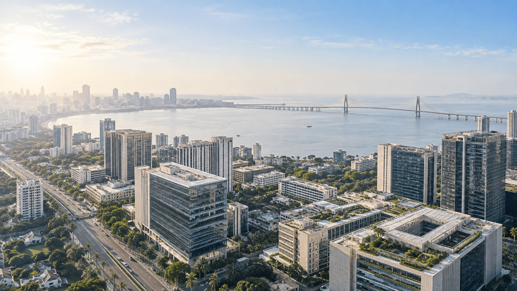 Aerial view of Mumbai's modern financial district